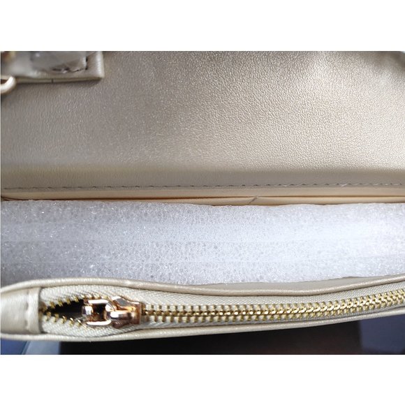 NWT BEBE Gold Sophia Crossbody Bag Small Vegan Purse Quilted Chain Strap 5x7x2 - Picture 7 of 10